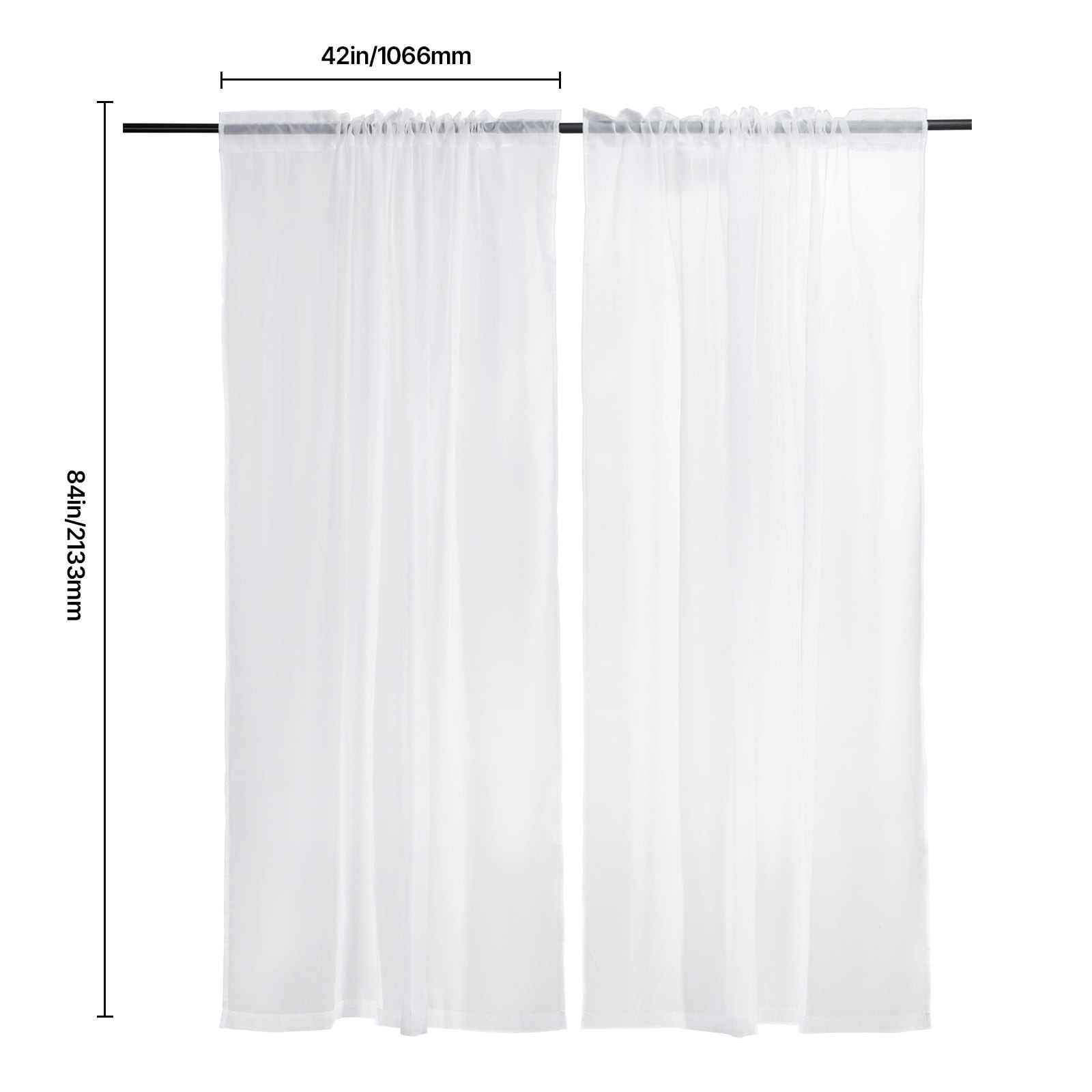 Sheer Curtains 52 W X 84 L Inches 2 Panels Window Drapes Rod Pocket Polyester_voghion.com